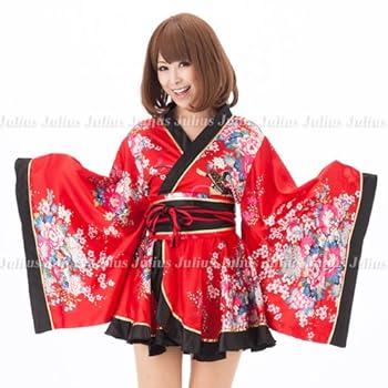 ステージ衣装 カラオケにも ちりめん風　着物ドレス　ワンピースｍ622 Amazon.co.jp: 裾フレア 花魁系 着物ドレスワンピース 帯付 浴衣